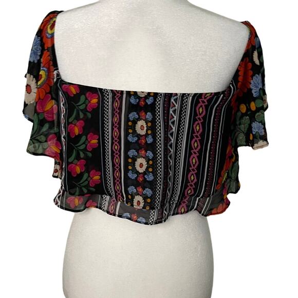 NWOT Women's Show Me Your Mumu chiffon ruffle sleeves crop top - Small - Picture 7 of 8